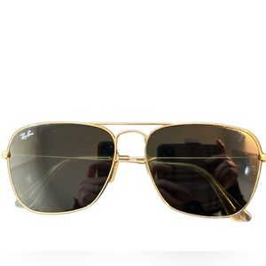 Ray-Ban Gold Frame Dark Green Lens Sunglasses